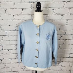 St. John Sport Light Blue Cotton Terry Cardigan